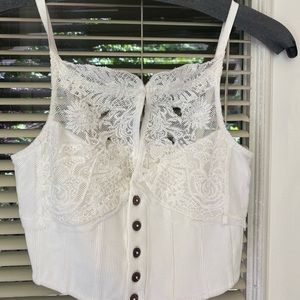 Free people have my heart crop tank, size XS white NWT